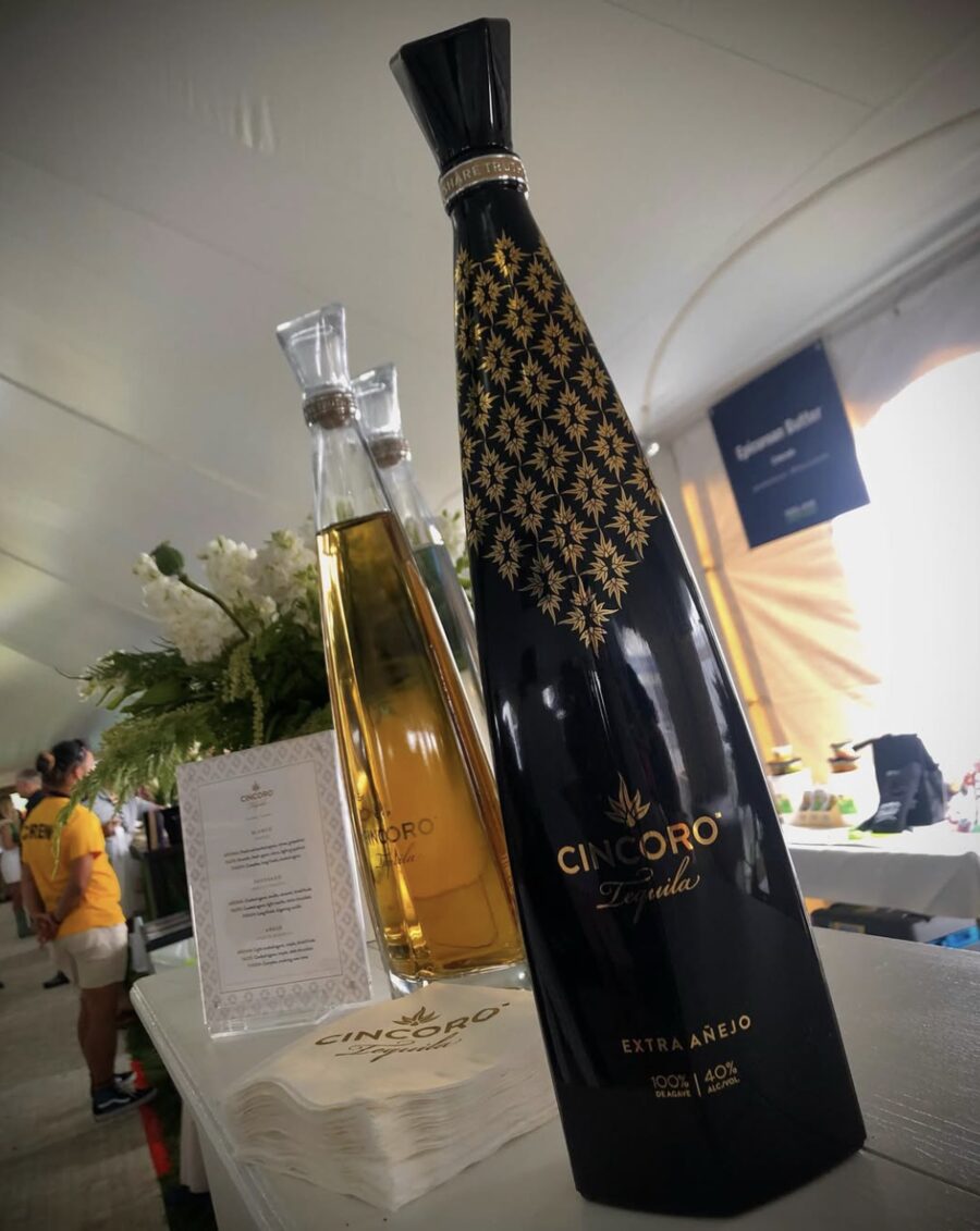 Cincoro Extra Añejo on the tasting bar with the tasting menu